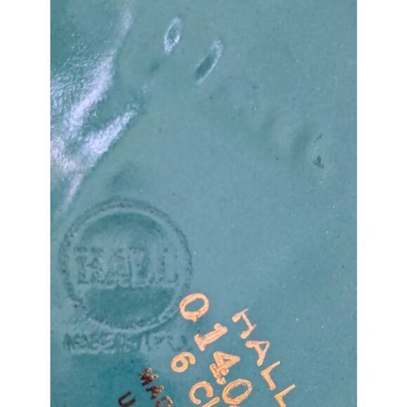 Hall Vintage 6 Cup Teal/Green Tea Pots Gold Accent - Picture 8 of 10